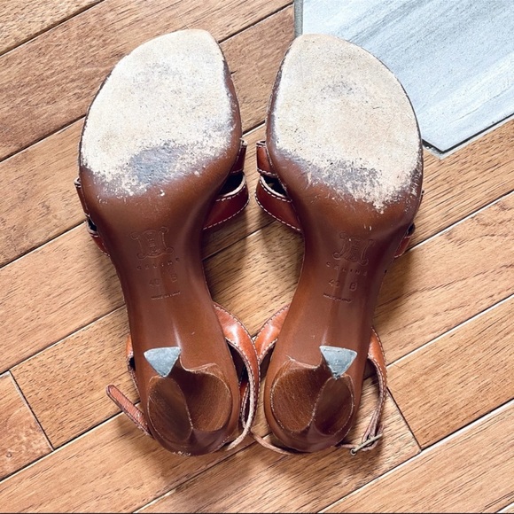 Celine Leather Woven Slingback Strappy Sandal Heels Size 40 B - Picture 9 of 16